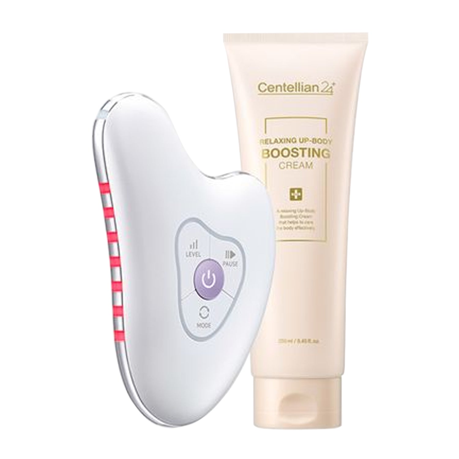 Centellian24 Madeca Prime Ritual White Pearl High-Frequency Galvanic Gua Sha Massager + Relaxing Up-Body Boosting Cream 250ml