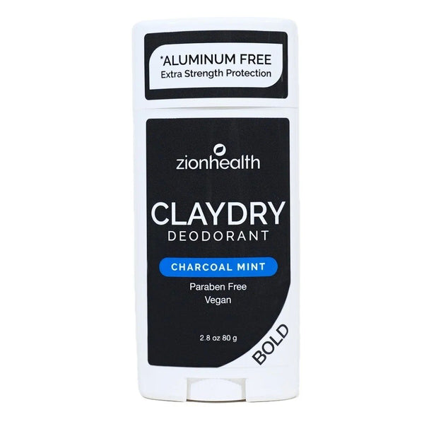 Zion Health ClayDry Bold Charcoal Mint Deodorant 2.8 oz Stick