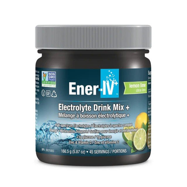 Ener-Life Ener-IV+-Electrolyte Drink Mix Tub-Lemon Lime-45 Servings 5.44 oz(154.35 g) Powder