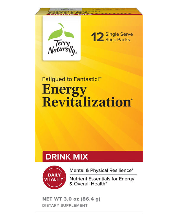 EuroPharma (Terry Naturally) Fatigued to Fantastic! Energy Revitalization-Drink Mix-12 Count Stick Pack Box 3.0 oz (86.4 g) Powder
