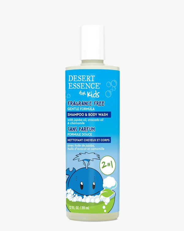 Desert Essence Fragrance Free Kids 2 IN 1 Shampoo & Bodywash 12.2 fl oz. Liquid