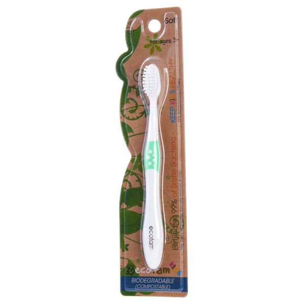 XyloBurst Ecofam Compostable Kids Toothbrush with Anti-Microbial Bristles-Green 1 Toothbrush