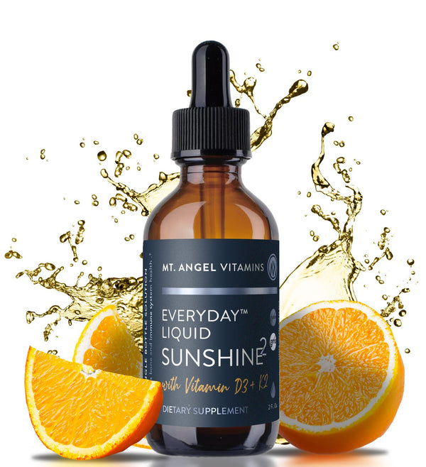 Mt. Angel Vitamins Everyday Liquid Sunshine 2 with Vitamin D3 + K2 2 oz Liquid