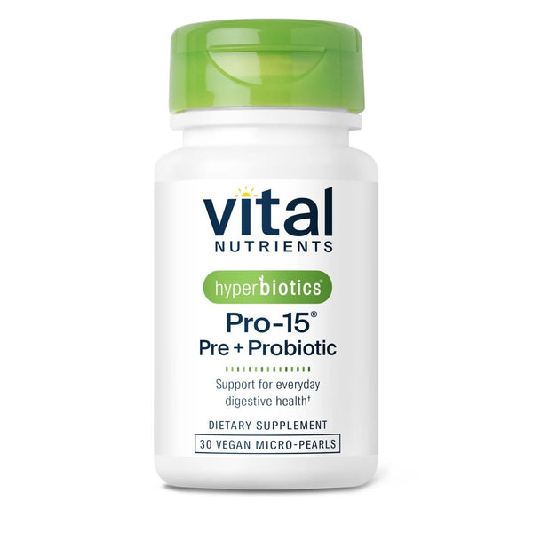 Vital Nutrients Hyperbiotics PRO-15 Pre+Probiotic 30 Vegan Micro-Pearls