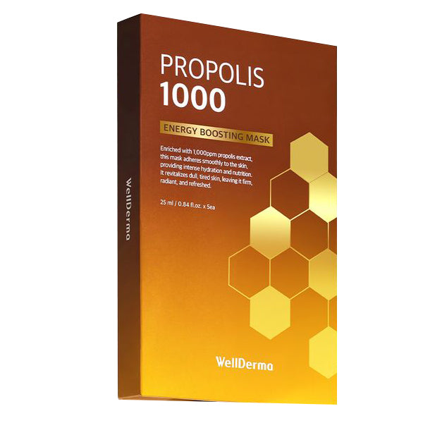WellDerma Propolis 1000 Energy Boosting Mask 1 Box 5 Sheets