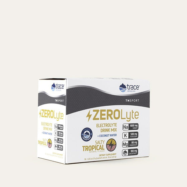 Trace Minerals ZeroLyte - Electrolytes & Coconut Water - Zero Sugar - Salty Tropical Flavor 30 Stick