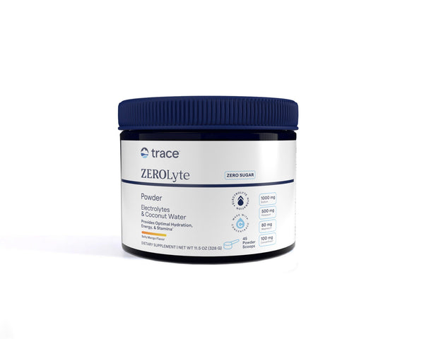 Trace Minerals ZeroLyte - Electrolytes & Coconut Water - Canister - Zero Sugar - Salty Mango Flavor 11.5 oz (328 g) Powder