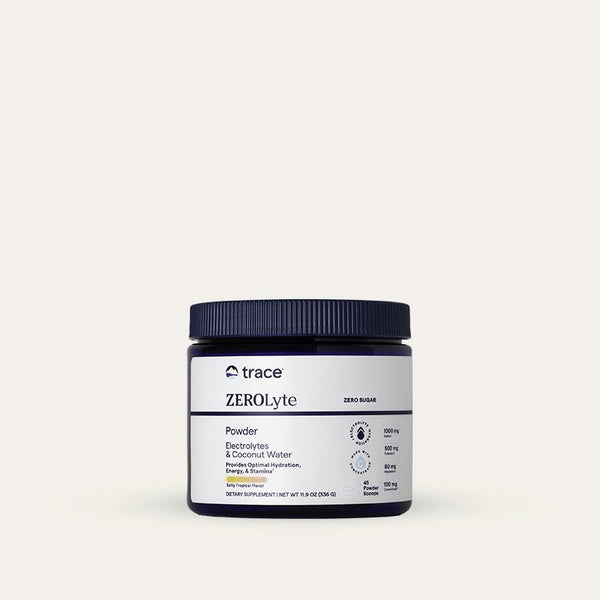 Trace Minerals ZeroLyte - Electrolytes & Coconut Water - Canister - Zero Sugar - Salty Tropical Flavor 11.9 oz (336 g) Powder