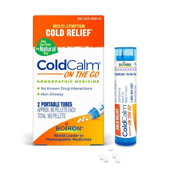 Boiron ColdCalm Pellets On the Go Homeopathic Medicine For Multi-Symptom Cold Relief 160 Pellet