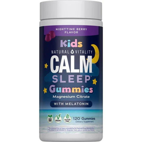 Natural Vitality Calm Kids Sleep Gummies - Magnesium Citrate with Melatonin - Nightime Berry Flavor 120 Gummy