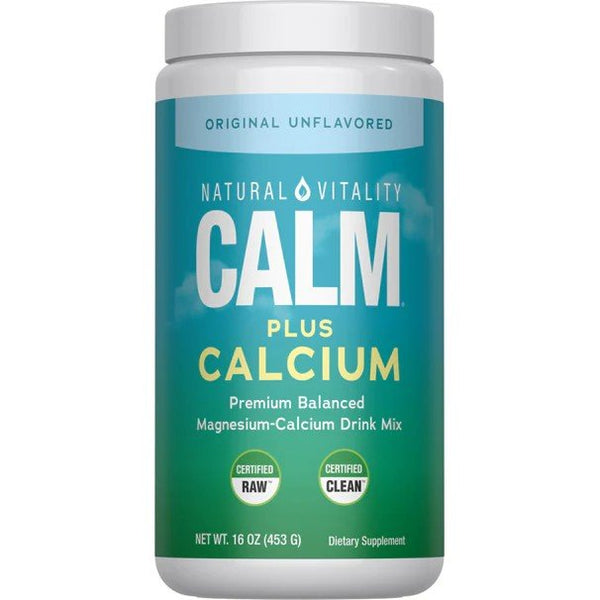 Natural Vitality Calm Plus Calcium - Premium Balanced Magnesium-Citrate Drink Mix - Unflavored 16 oz Powder