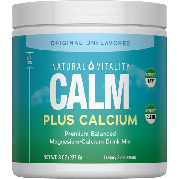 Natural Vitality Calm Plus Calcium - Premium Balanced Magnesium-Citrate Drink Mix - Unflavored 8 oz Powder