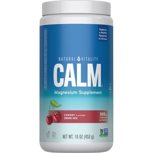 Natural Vitality Calm Magnesium Supplement - Cherry Flavored Drink Mix 16 oz Powder