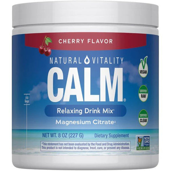 Natural Vitality Calm Relaxing Drink Mix - Magnesium Citrate - Cherry Flavor 8 oz Powder