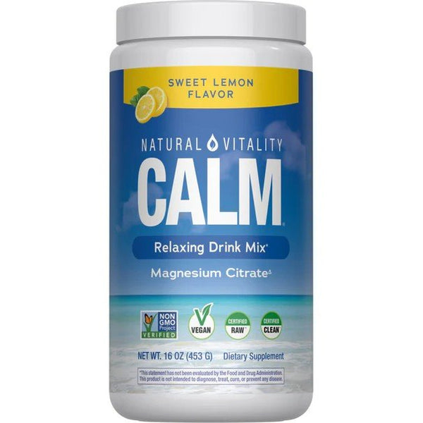 Natural Vitality Calm Relaxing Drink Mix - Magnesium Citrate - Sweet Lemon Flavor 16 oz Powder