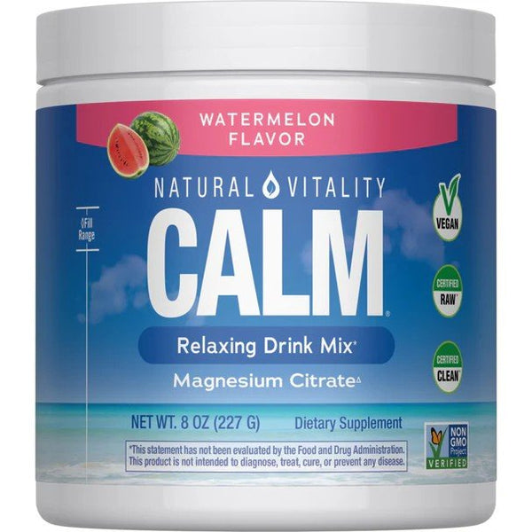 Natural Vitality Calm Relaxing Drink Mix - Magnesium Citrate - Watermelon Flavor 8 oz Powder