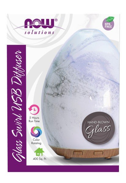 Now Foods Ultrasonic Glass Swirl USB Essential Oil Diffuser 1 Unit Diffuser