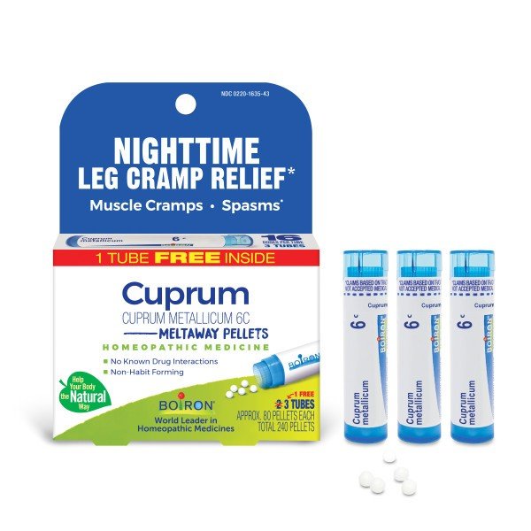 Boiron Cuprum 6C 3 MDT Homeopathic Medicine for Nighttime Leg Cramp Relief Relief 3 Tubes Pellet