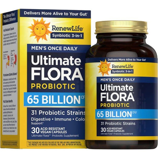 Renew Life Ultimate Flora Men's Once Daily Probiotic - 65 Billion CFU 30 Vegan Capsules