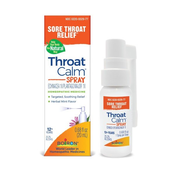 Boiron ThroatCalm Spray Homeopathic Medicine For Sore Throat Relief 0.68 fl oz Spray