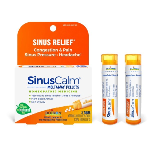 Boiron SinusCalm Pellets 2 MDT Homeopathic Medicine For Sinus Relief 2 Tubes (80 each) Pellet